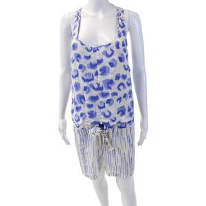 Thakoon Addition Womens Silk Abstract Round Neck Sleeveless Romper White Size 6